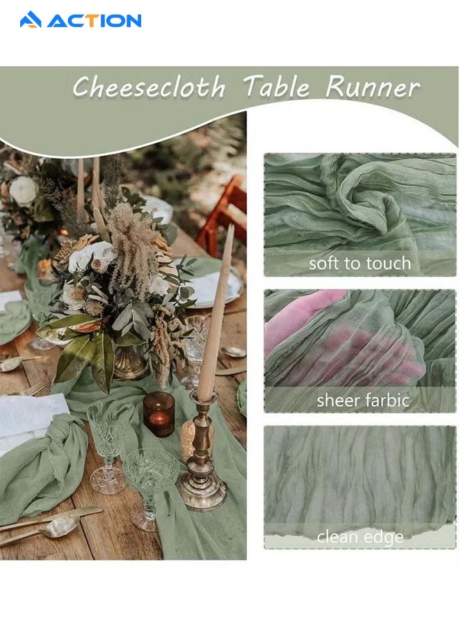 أكشن مفرش طاولة من الشاش المجعد مفرش مائدة شفاف مفرش طاولة شيساني مفرش مائدة شفاف مفرش طاولة طويل عداء طاولة قماش الطاولة مفرش مائدة من قماش الجبن، مفرش مائدة زفاف باللون البيج، مفرش مائدة من الشاش البوهيمي مقاس 90 × 300 سم لتزيين طاولات حفلات الزفاف وحفلات أعياد الميلاد قطعة مركزية للطاولة مفرش طاولة شيساني مفارش طاولات - Image 2